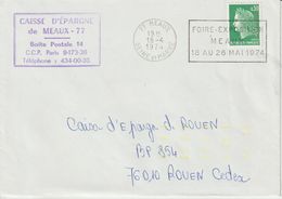 Lettre 1974 Cheffer 0.30 De Meaux 77 Pour Rouen Avec Indexation Jaune - 1961-....