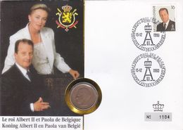 2 Scans Enveloppe Numérotée 2532 Roi Albert II Reine Paola Pièce De Monnaie 20 Francs Belges - Numisletter