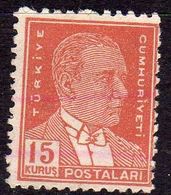 TURCHIA TURKÍA TURKEY 1931 1942 1932 MUSTAFA KEMAL PASHA ATATURK  15k USATO USED OBLITERE' - Oblitérés