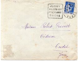 LETTRE OBLITERATION DAGUIN " JOIGNY MAISON 16 E -PANORAMAS -RIVIERE -YONNE -1932 - Mechanical Postmarks (Other)