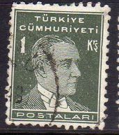 TURCHIA TURKÍA TURKEY 1931 1942 MUSTAFA KEMAL PASHA ATATURK 1k USATO USED OBLITERE' - Usati