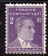 TURCHIA TURKÍA TURKEY 1931 1942 MUSTAFA KEMAL PASHA ATATURK 2k USATO USED OBLITERE' - Oblitérés