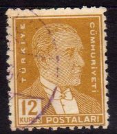 TURCHIA TURKÍA TURKEY 1931 1942 1932 MUSTAFA KEMAL PASHA ATATURK 12k USATO USED OBLITERE' - Usati