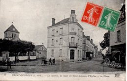 Cpa Saint Georges Sur Cher, La Mairie,la Route De St Aignan,l'église Et La Place. - Andere & Zonder Classificatie