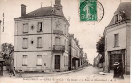 Cpa Saint Georges Sur Cher, La Mairie Et La Route De Montrichard. - Other & Unclassified