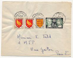FRANCE - Enveloppe Affr. Composé 12F Reims / Florence + 3F Blason Aunis X2 + 2F Saintonge  - Allevard 1958 - Covers & Documents