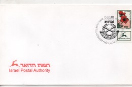 Cpa.Timbres.Israël.2001.Tel Aviv Yafo .Israel Postal Authority  Timbre Anémones - Usados (con Tab)