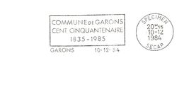 Département Du Gard - Garons - Flamme Secap SPECIMEN - Freistempel