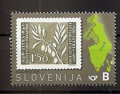 SLOVENIA 2020,75 YEARS OF THE FIRST SLOVENE POSTAGE STAMPS   LITTORAL AND ISTRIA,STAMP ON STAMP,MAP,CONA A,CONA B,,MNH - Timbres Sur Timbres