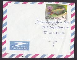 Zaire: Airmail Cover To Finland, 1981, 1 Stamps, Long Nose Fish, Sea Life, Rare Real Use (minor Damage) - Altri & Non Classificati