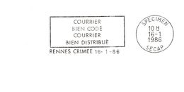 Département D'Ille Et Vilaine - Rennes - Flamme Secap SPECIMEN - EMA (Empreintes Machines à Affranchir)