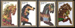 VERINIGTE STAATEN ETATS UNIS USA 1995 CAROUSEL HORSES 4V. MNH SC 2976-79 YT 2386-89 MI 2608-11 SG 3085-88 - Ganze Bögen