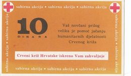 Croatia 10 Dinara Money Bon Paper Voucher Rec Cross Zagreb - Croatie