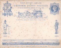 England GB 1890 Penny Postage Jubilee Letter Card Mint - Trains