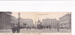 DDX 331  --  Carte-Vue  Double Panorama BRUXELLES Place Royale - TRAMWAYS à Traction Chevaline - Transport Urbain En Surface