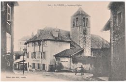CPA : Saint Julien (74)  Ancienne Eglise  La Poste    Pub Dubonnet Grand Prix 1900  Ed Pittier 645 Dos Précurseur - Saint-Julien-en-Genevois