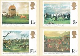 GB GREAT BRITAIN 1979 HORSERACING & DERBY BICENTENARY COMPLETE SET OF 4 MINT PHQ CARDS No 36 HORSES PAINTINGS RACING - Cartes PHQ