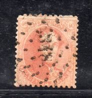 APR80  - BELGIO 1863 , Unificato 40 Cent Rosa Carminio N. 16 Usato Dent 12 1/2x13 1/2 - 1863-1864 Médaillons (13/16)