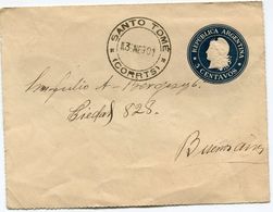 ARGENTINE ENTIER POSTAL AVEC ILLUSTRATION AU DOS DEPART SANTO TOME 3 ENE 901 POUR L'ARGENTINE - Postal Stationery