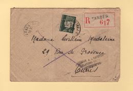 Destination Tunis - Tarbes - Recommandes - Relations Postale Suspendues - 1942 - Guerre De 1939-45