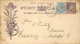 1894-POST CARD  E P 1  Penny + 1/2 Penny From N.S.W  To Germany - Storia Postale