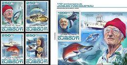 Djibouti 2020, J. Cousteau, Fish, Boat, 4val +BF - Immersione