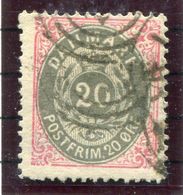 DENMARK 1875 Numeral In Oval 20 Øre With Pearl Flaw  Used. Michel 28 I YA - Gebruikt