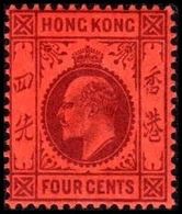 1903. HONG KONG. Edward VII FOUR CENTS. Hinged. (Michel 63) - JF364474 - Ongebruikt