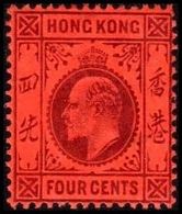 1904-1907. HONG KONG. Edward VII FOUR CENTS. Hinged. (Michel 77) - JF364483 - Ungebraucht