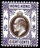 1904-1907. HONG KONG. Edward VII EIGHT CENTS. Hinged. (Michel 80) - JF364487 - Unused Stamps