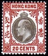 1904-1907. HONG KONG. Edward VII 20 CENTS. Hinged. (Michel 83) - JF364490 - Nuovi