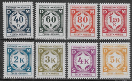 Bohemia Moravia 1941 Official Stamps 8val Mi N.OS2,OS4-OS5,OS7,OS9-OS12 MH * - Unused Stamps