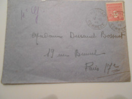 France Arc De Tromphe , Lettre De Meymac 1944 Pour Paris - 1944-45 Arco Del Triunfo