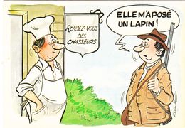 Delcampe - CPM Sport Chasse à Tir Chasseur Posé Un Lapin Aubergiste Humour Illustrateur ALEXANDRE 901 Série 2 (2 Scans) - Jagd