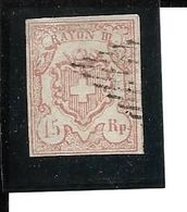 SUISSE Yvert N°22 Oblitéré, 1852, Rayon III, 15 Rappen, Type I, Très Beau. - 1843-1852 Federal & Cantonal Stamps