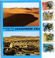 SWA  SOUTH WEST AFRICA  NAMIBIA  SWAKOPMUND  2 View Desert And City  5 Nice Stamps Flowers - Namibie