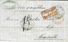 1852- Lettre De Pointe à Pitre ( Guadeloupe) - COLONIES / &c ART. 13 - Voie Anglaise  - Taxe Tampon 15 D. Pour Marseille - Lettres & Documents