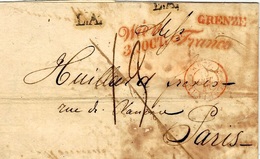 1842- Letter From Wien En P.P.    -   "Franco "+ GRENZE Red  + L.A.  To Paris - ...-1850 Préphilatélie