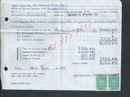 DOCUMENT COMMERCIAL 1989 DE CARNEIRO & MIRANDA GIAO VILA DO CONDE SUR TIMBRES FISCAUX DU PORTUGAL : - Covers & Documents