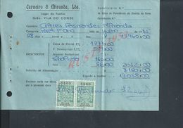 DOCUMENT COMMERCIAL 1985 DE CARNEIRO & MIRANDA GIAO VILA DO CONDE SUR TIMBRES FISCAUX DU PORTUGAL : - Storia Postale