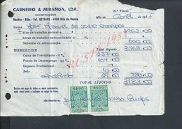 DOCUMENT COMMERCIAL 1985 DE CARNEIRO & MIRANDA GIAO VILA DO CONDE SUR TIMBRES FISCAUX DU PORTUGAL : - Covers & Documents