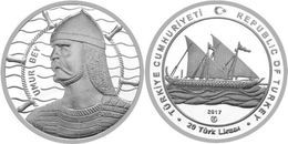 AC - UMUR BEY SAILOR 1308 - 1348 SHIPS AND DISCOVERER SERIES #8 COMMEMORATIVE SILVER COIN TURKEY 2017 PROOF UNCIRCULATED - Turkey