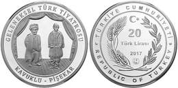 AC - KAVUKLU - PISEKAR TRADITIONAL TURKISH THEATRE No#2 COMMEMORATIVE SILVER COIN TURKEY 2017 PROOF UNCIRCULATED - Turkey