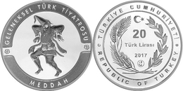 AC - MEDDAH TRADITIONAL TURKISH THEATRE No#3 COMMEMORATIVE SILVER COIN TURKEY 2017 PROOF UNCIRCULATED - Turkey