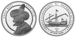 AC - ORUC REIS - OTTOMAN ADMIRAL 1474 - 1518 SHIPS AND DISCOVERER SERIES #9 COMMEMORATIVE SILVER COIN TURKEY 2018 PROOF - Turkey