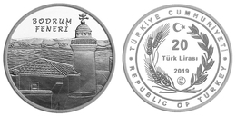 AC - BODRUM LIGHT HOUSE, LIGHTHOUSE SERIES No: 9 COMMEMORATIVE SILVER COIN PROOF - UNCIRCULATED 2019 TURKEY, - Turkey