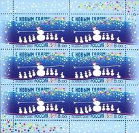 Russia 2007 Sheetlet Happy New Year Composition Seasonal Celebrations Snowman Holiday Christmas Stamps MNH Michel 1445 - Volledige Vellen