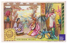 Rare Chromo Amidon Remy 1900/10s Thèmes Chine Musique Flûte Shamisen Banjo / China Victorian Trade Card Music A37-35 - Other & Unclassified