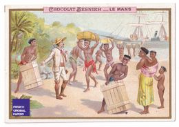 Rare Chromo Chocolat Besnier 1895 Thème Colon Colonie Explorateur Afrique Bateau Commerce Amérique Voilier A37-47 - Other & Unclassified