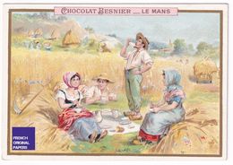 Rare Chromo Chocolat Besnier 1895 Thème Agriculture Foin Pause Thé Café Campagne Saison été Travail Histoire A37-48 - Other & Unclassified